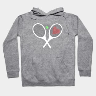 White Tennis Rackets with Heart Hoodie